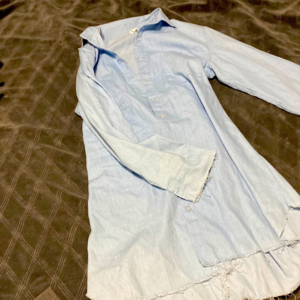 Denim button down boyfriend shirt dress